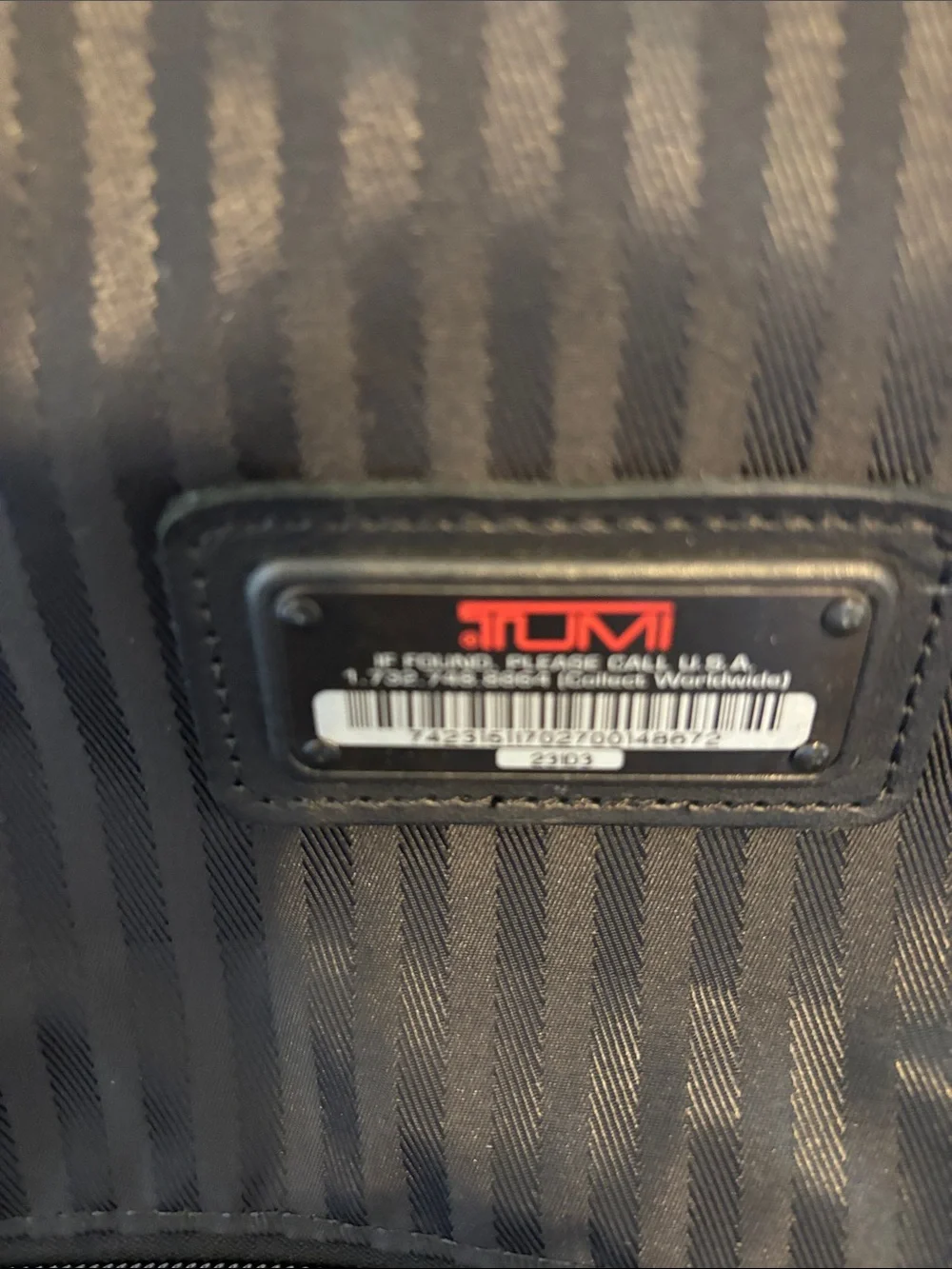Tumi ballistic Black Garment Bag with Front Pockets